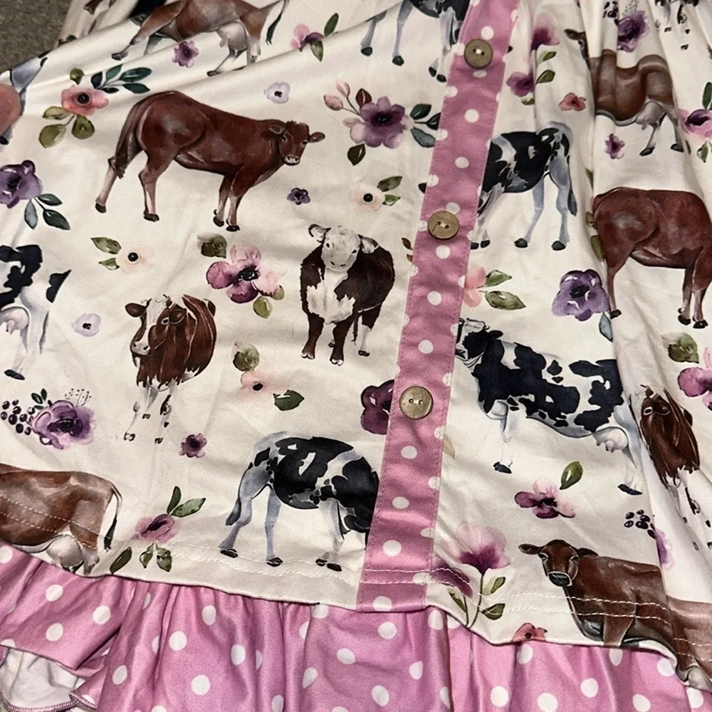 Girls Boutique Cow Print Dress💕 size‎ 8/9 worn once